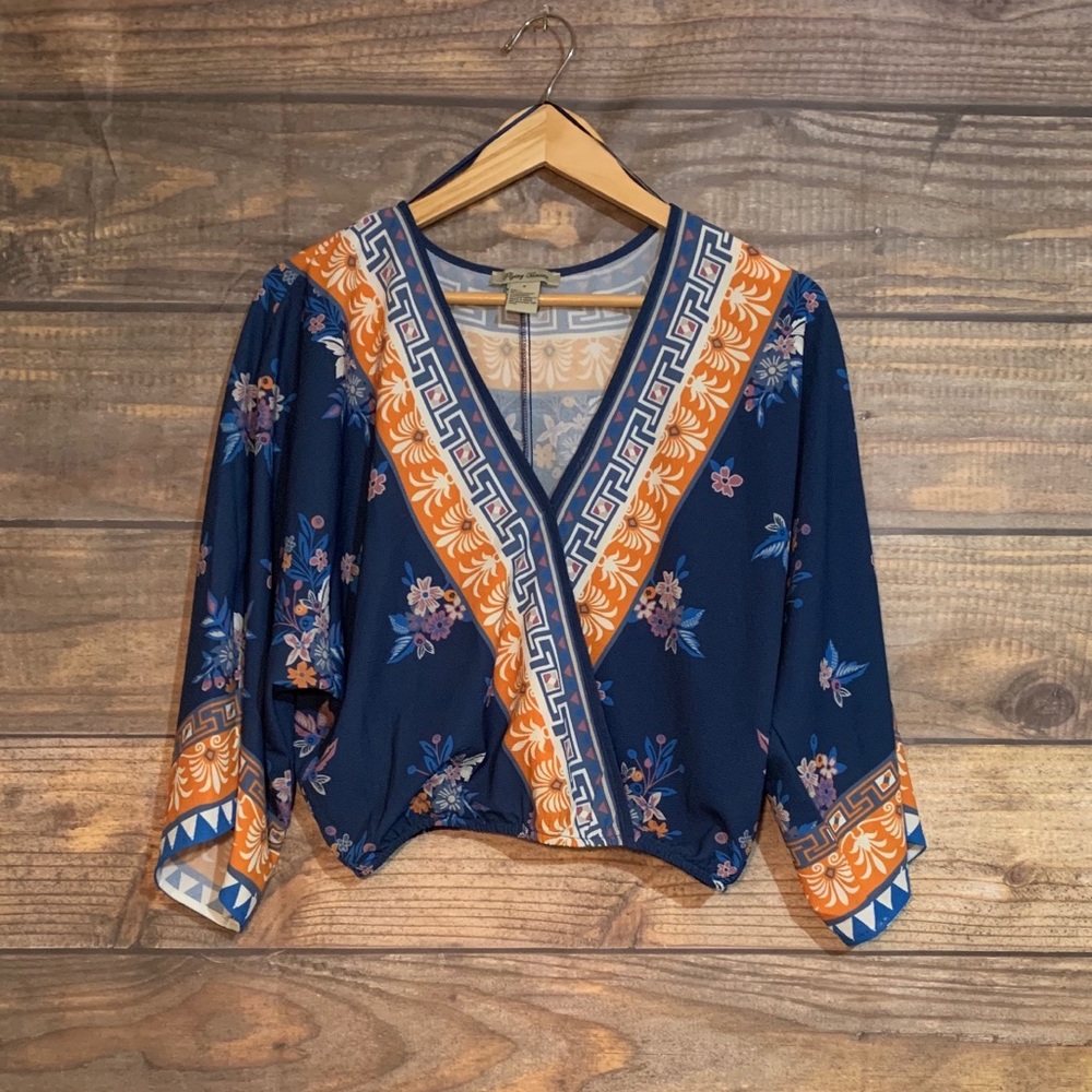 Flying Tomato Floral Surplice Crop Top